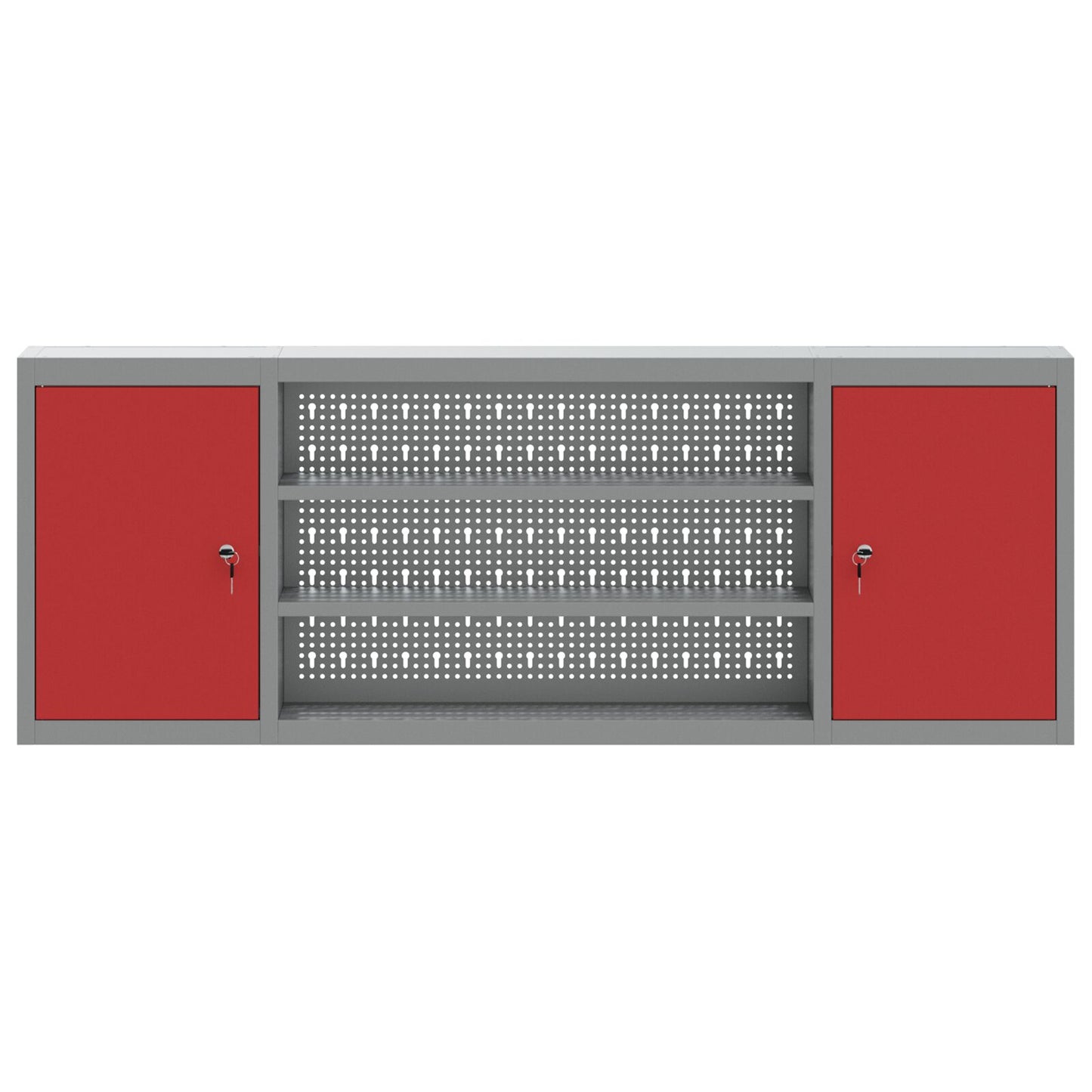 Verktøyskap Vegghengt med Pegboard Rød 150x20x55 cm Stål