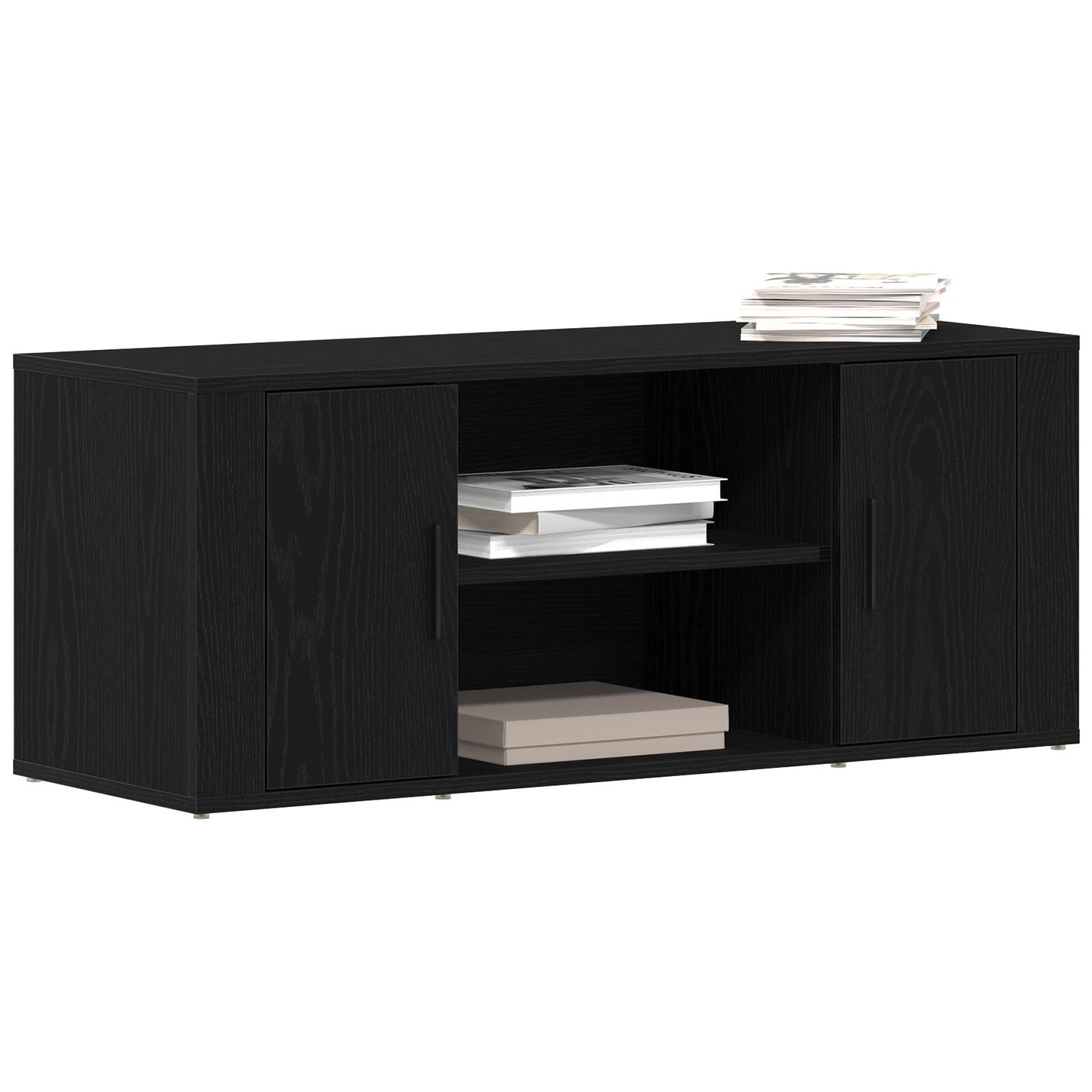 TV-benk Svart Eik 100x35x40 cm Konstruert Tre