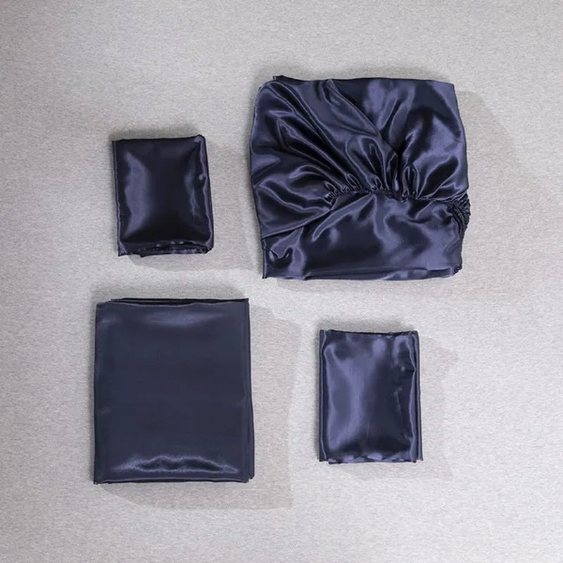 1/3/4 Pcs Silk Bedding Set Luxury Baby Twin Full Queen King Size Bed Sheets Set Satin Bed Sheets and Pillowcases Bedclothes Flat Fitted Sheets