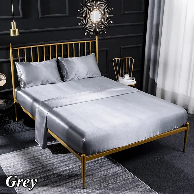 1/3/4 Pcs Silk Bedding Set Luxury Baby Twin Full Queen King Size Bed Sheets Set Satin Bed Sheets and Pillowcases Bedclothes Flat Fitted Sheets