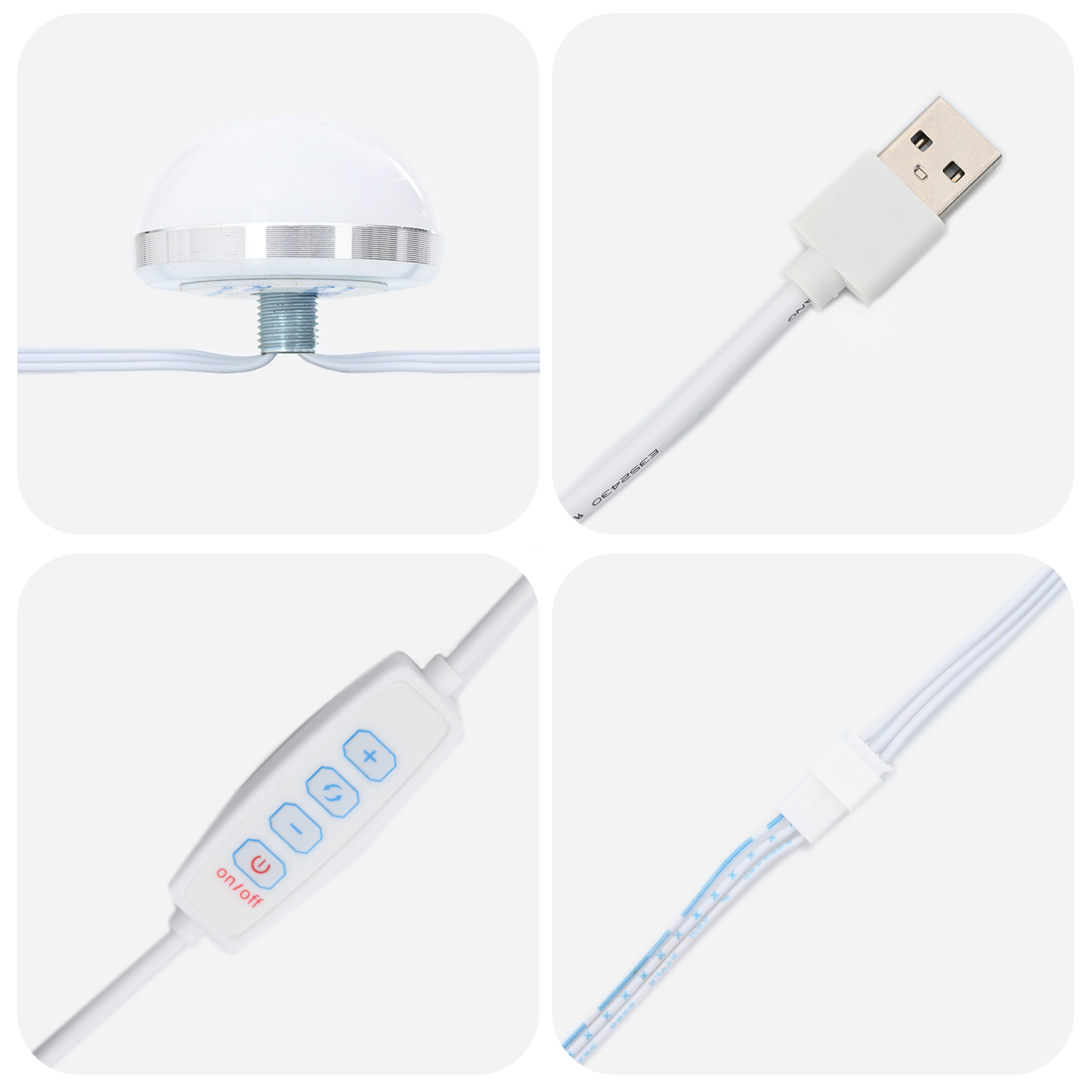 3-delt sminkebordsett med LED svart konstruert tre