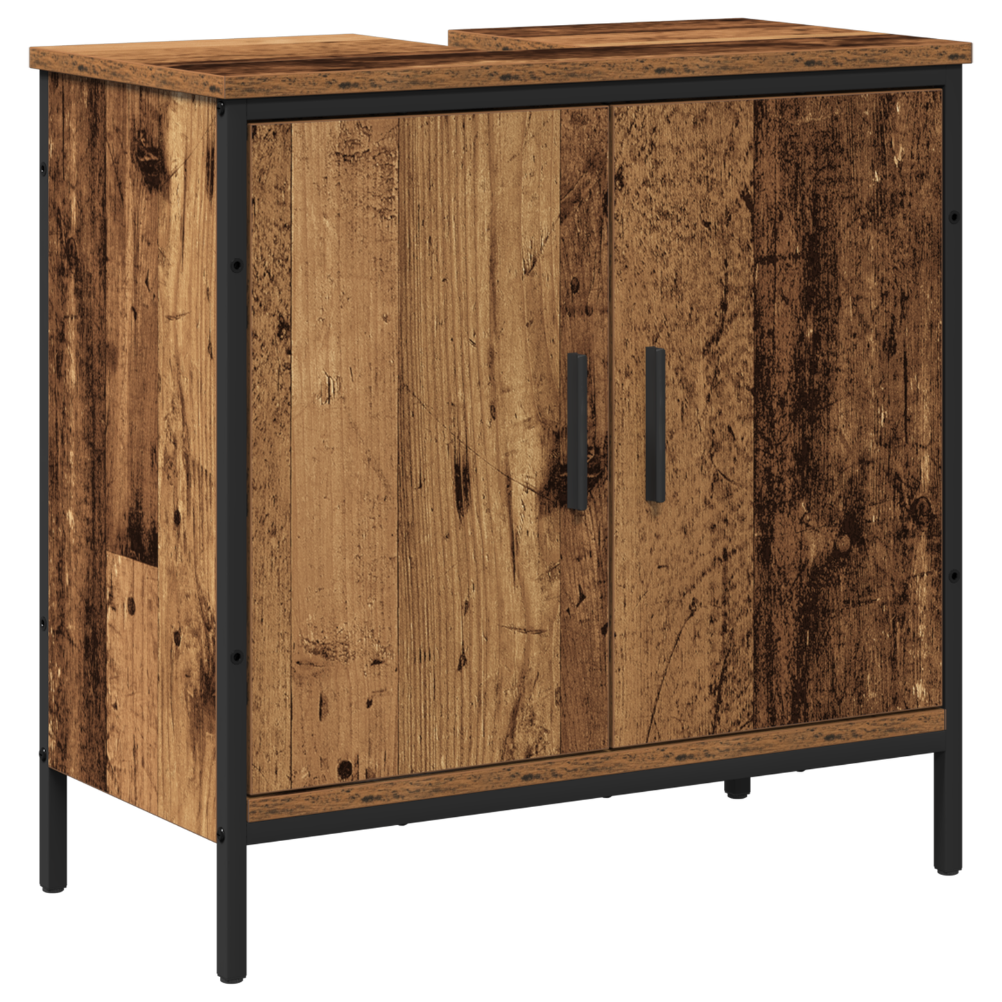 2-delers baderomsmøbelsett i gammelt tre, konstruert tre