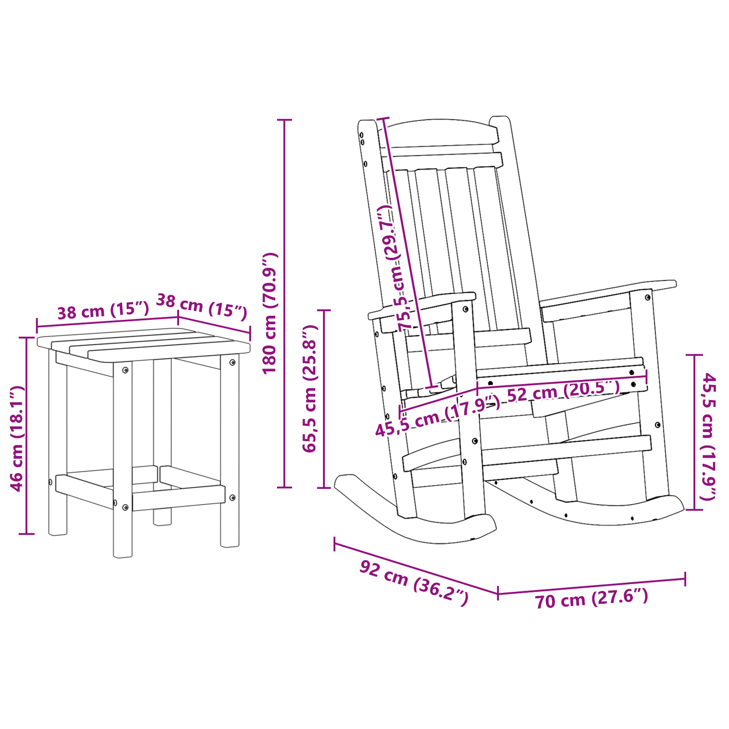 3 Delt Hage Lounge Sett Mørkeblå HDPE