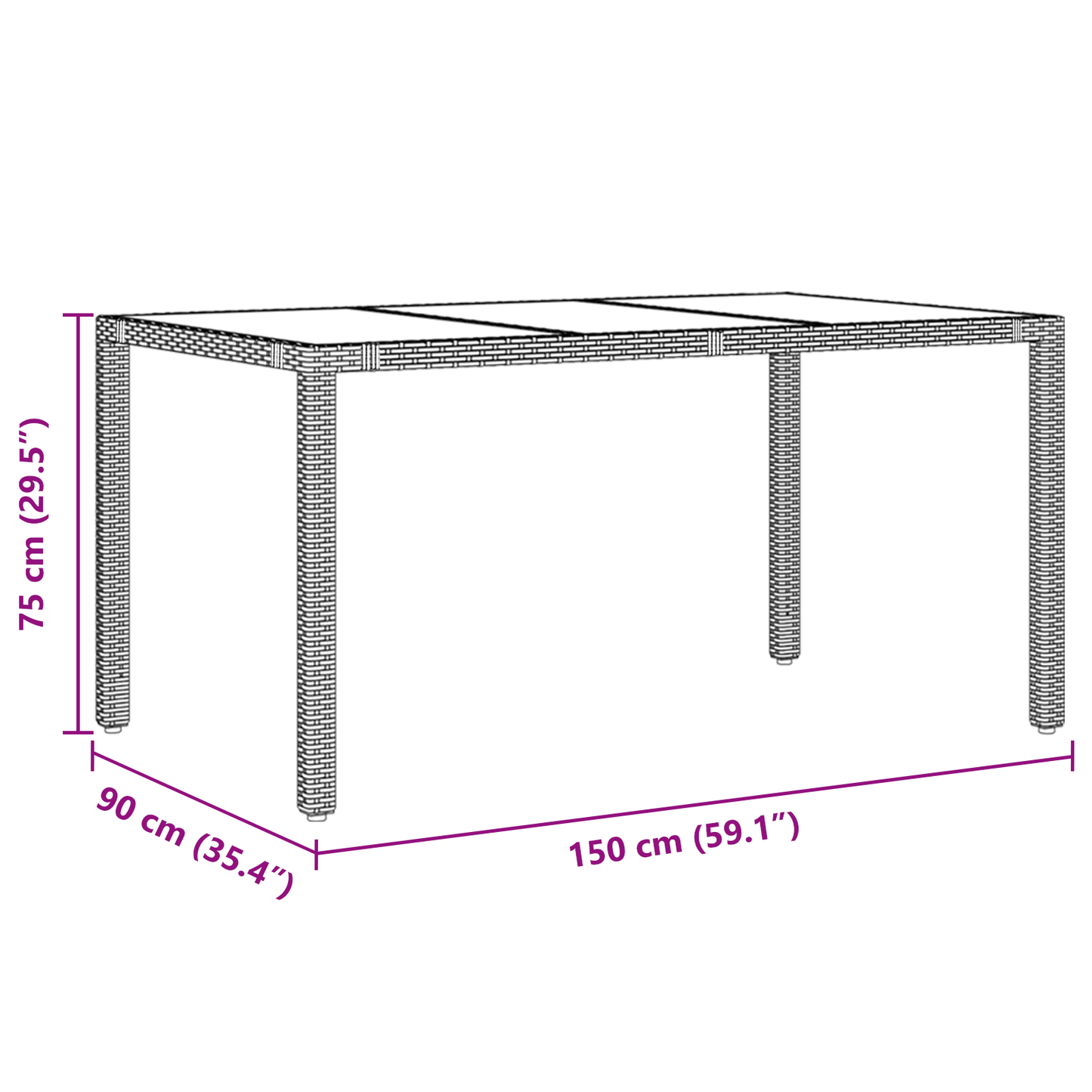 7-delt hagemøbelsett Grå Poly Rotting