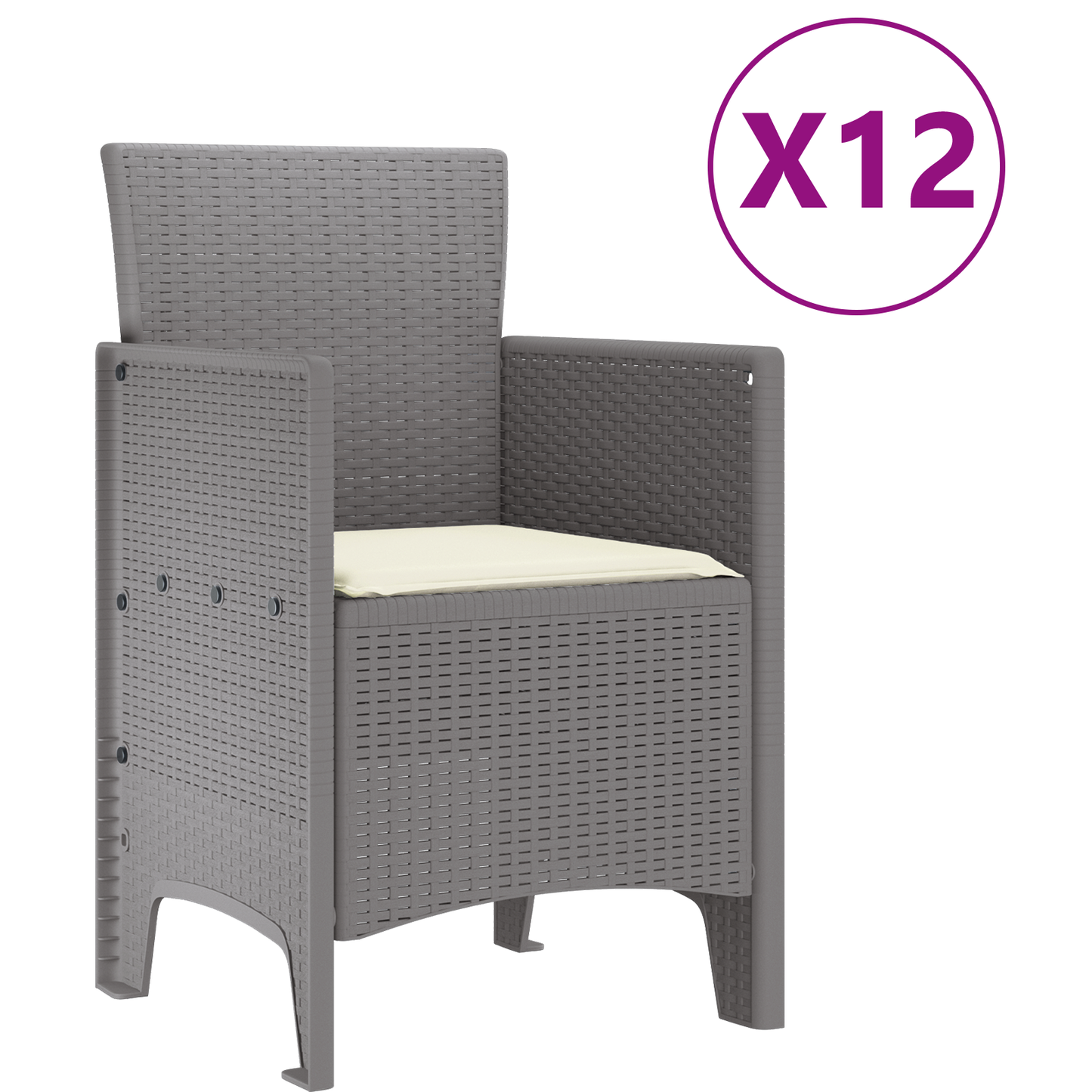 13-delt hagemøbelsett med puter Lysegrå Polyrotting