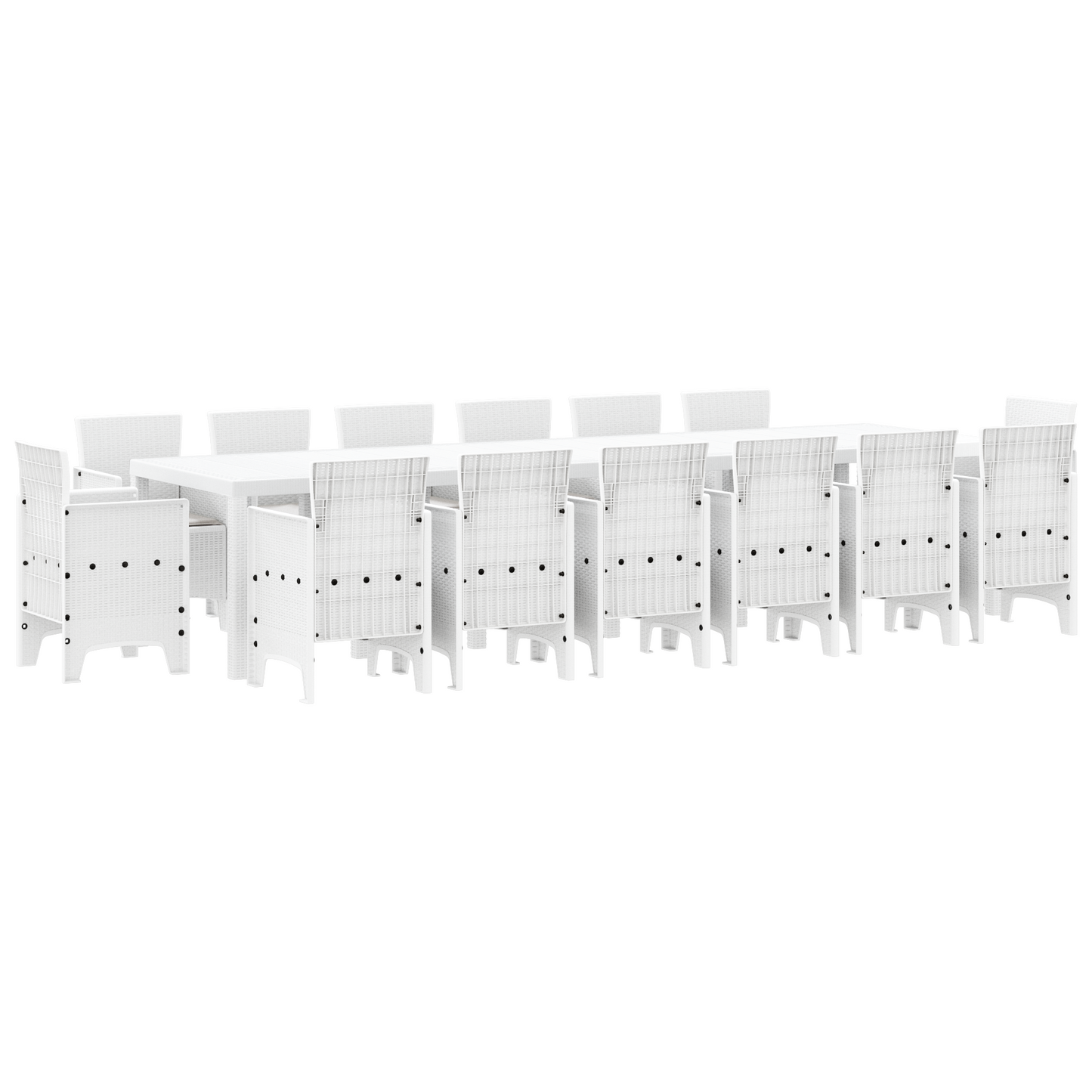 15 Delers Hage Dining Set med Puter Hvit Polyrotting