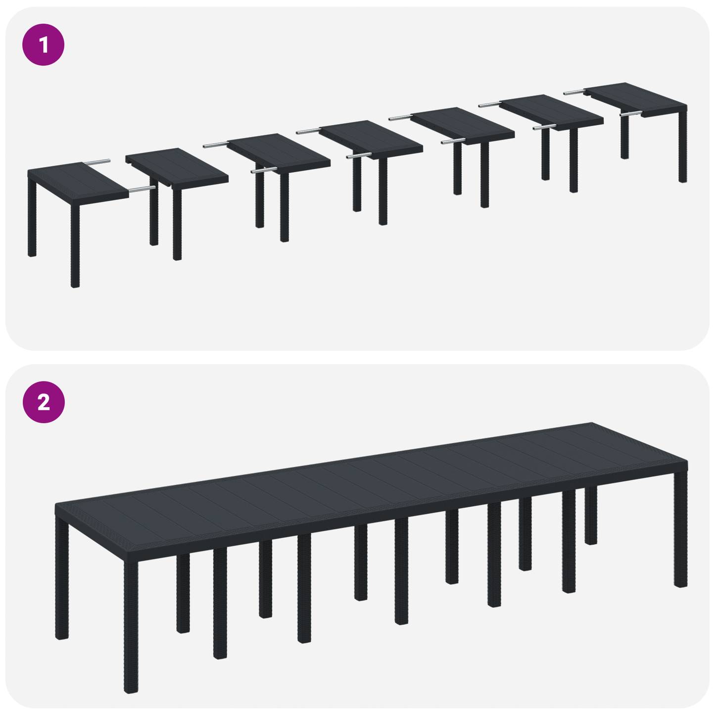 13 Delt Hage Spisegruppe med Puter Antrasitt Polyrotting