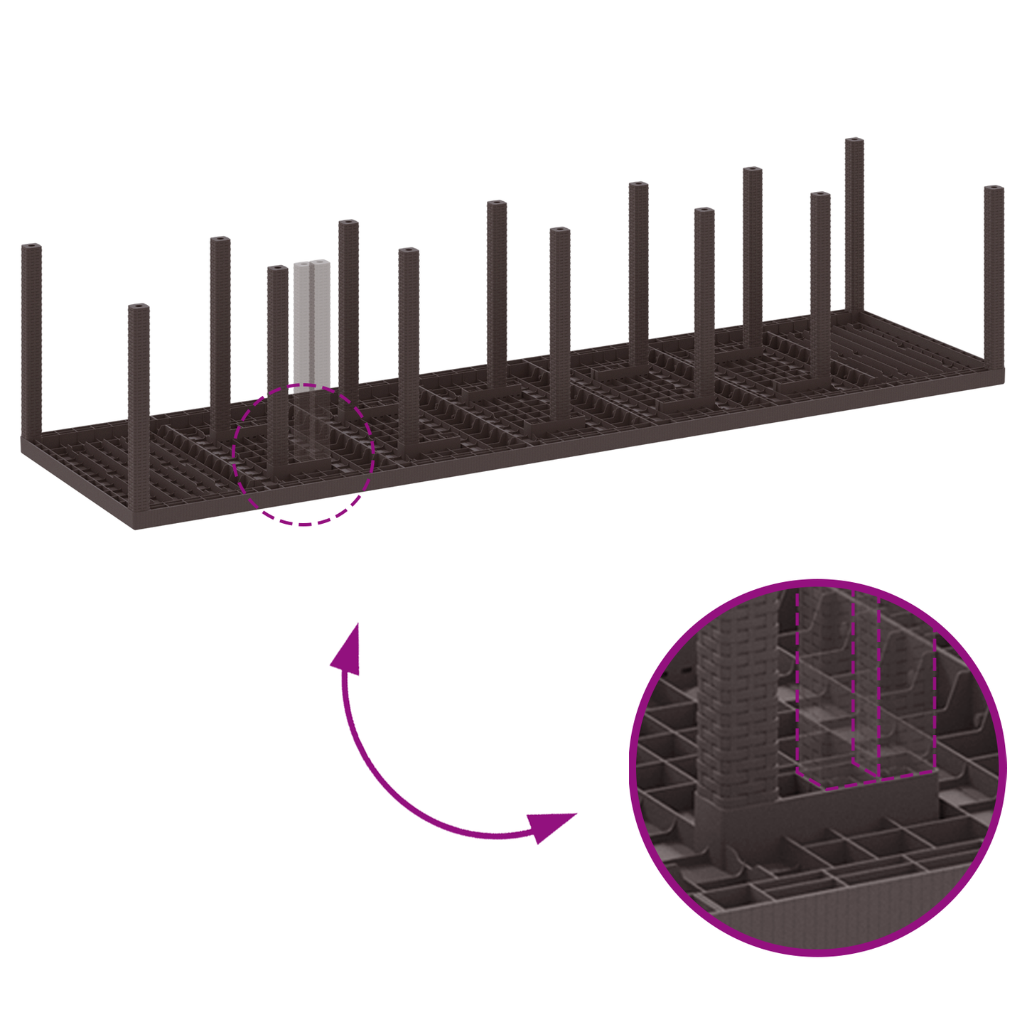 13 Delt Hage Spisegruppe med Puter Brun Poly Rotting