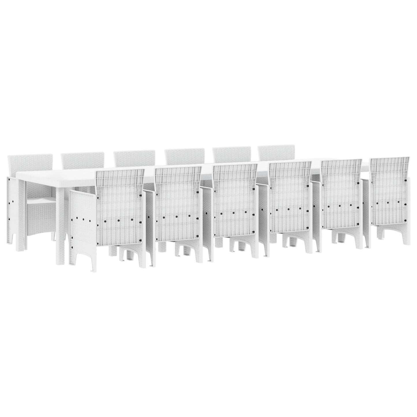 13 Delt Hage Spisegruppe Hvit Poly Rattan