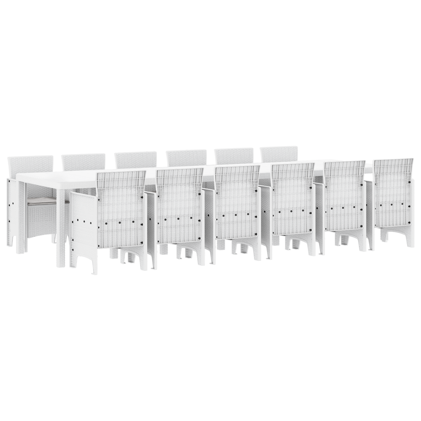 13 Delt Hage Spisesett med Puter Hvit Polyrotting