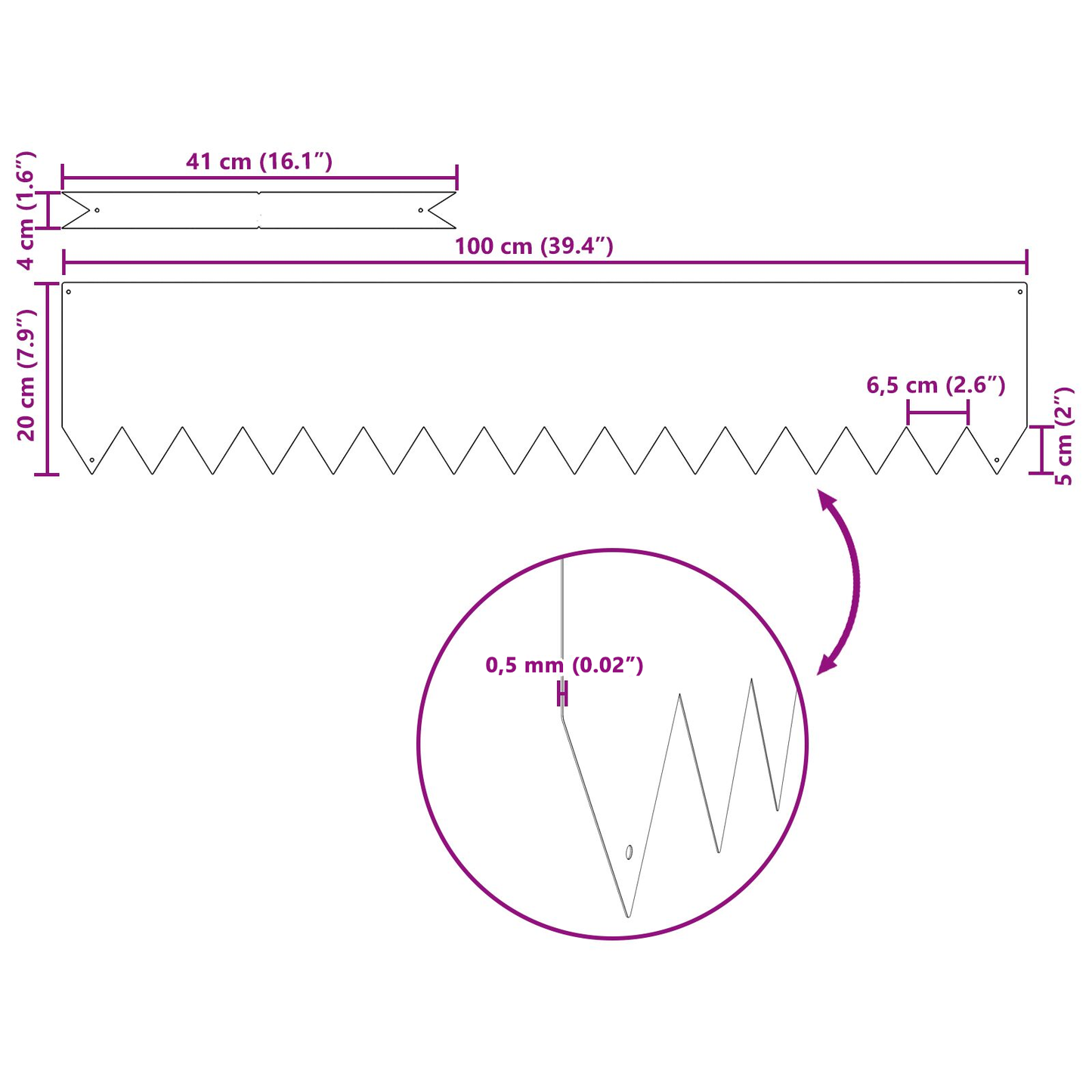 hagekanter 30 stk Hvit 100x0.5x20 cm Plast