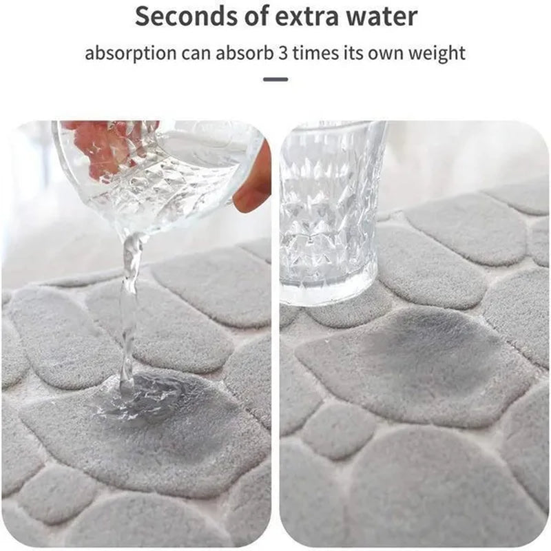 Memory Foam Bath Mat Cobblestone Bathroom Rugs Super Water Absorbent Bath Mats for Bathroom Machine Washable Bath Rugs