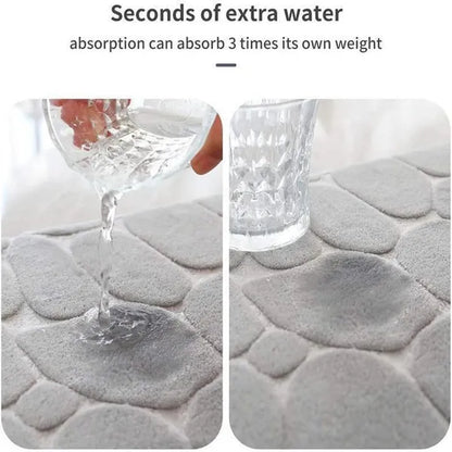 Memory Foam Bath Mat Cobblestone Bathroom Rugs Super Water Absorbent Bath Mats for Bathroom Machine Washable Bath Rugs