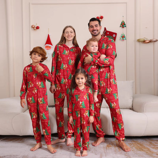 2024 Christmas Family Pyjamas Fashion Moose Hat Xmas Cartoon Onesie Christmas Mother Kids Family Matching Outfits Baby Clothes