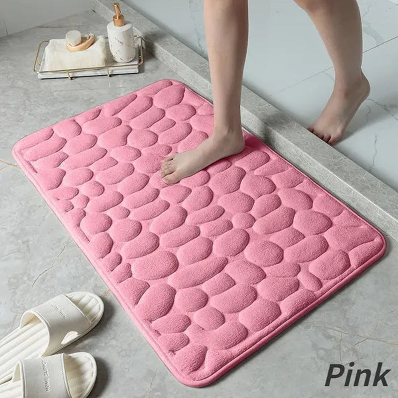 Memory Foam Bath Mat Cobblestone Bathroom Rugs Super Water Absorbent Bath Mats for Bathroom Machine Washable Bath Rugs
