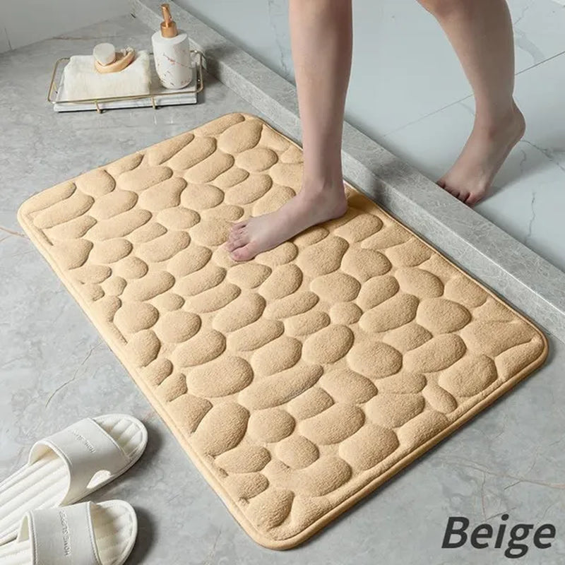 Memory Foam Bath Mat Cobblestone Bathroom Rugs Super Water Absorbent Bath Mats for Bathroom Machine Washable Bath Rugs