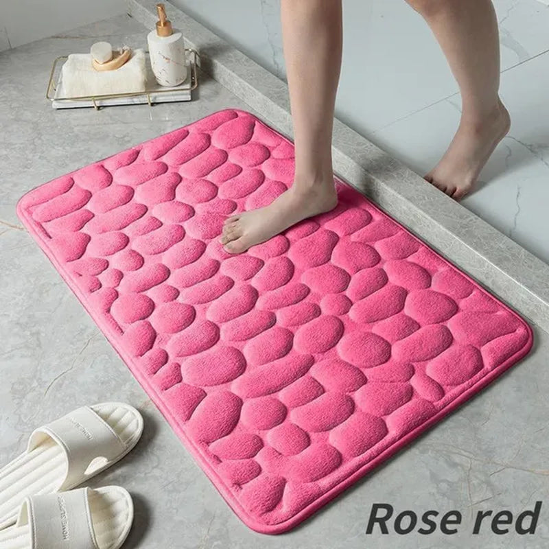 Memory Foam Bath Mat Cobblestone Bathroom Rugs Super Water Absorbent Bath Mats for Bathroom Machine Washable Bath Rugs