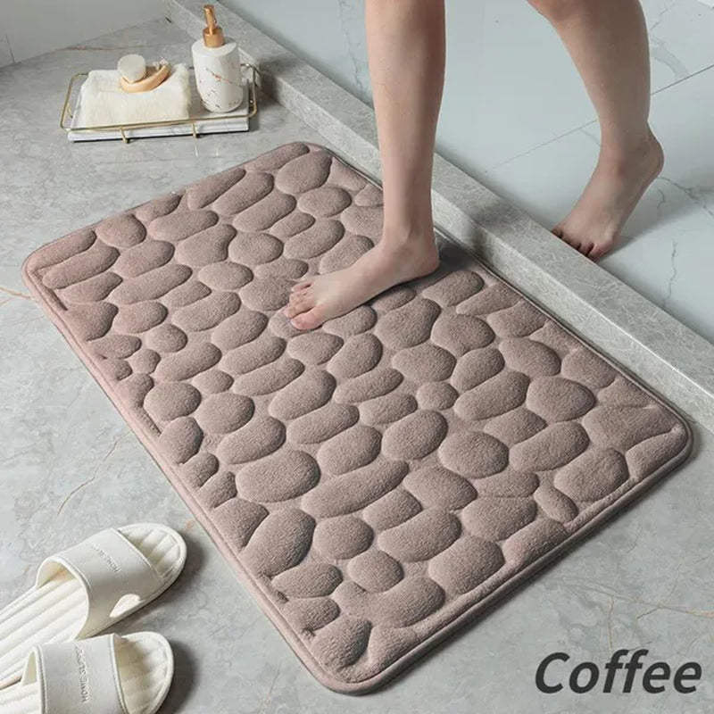 Memory Foam Bath Mat Cobblestone Bathroom Rugs Super Water Absorbent Bath Mats for Bathroom Machine Washable Bath Rugs