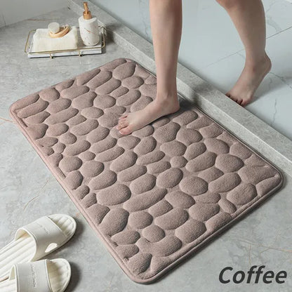 Memory Foam Bath Mat Cobblestone Bathroom Rugs Super Water Absorbent Bath Mats for Bathroom Machine Washable Bath Rugs