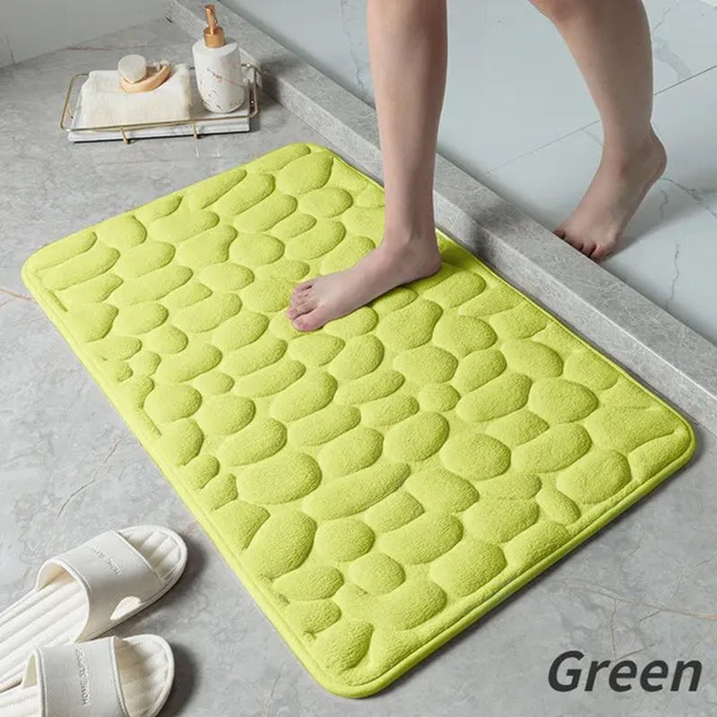 Memory Foam Bath Mat Cobblestone Bathroom Rugs Super Water Absorbent Bath Mats for Bathroom Machine Washable Bath Rugs