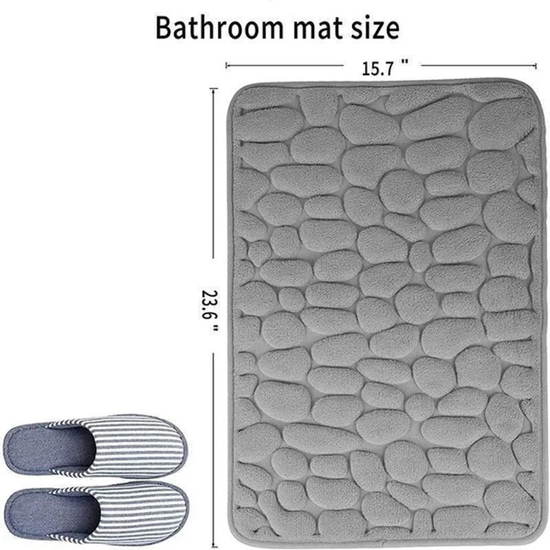 Memory Foam Bath Mat Cobblestone Bathroom Rugs Super Water Absorbent Bath Mats for Bathroom Machine Washable Bath Rugs