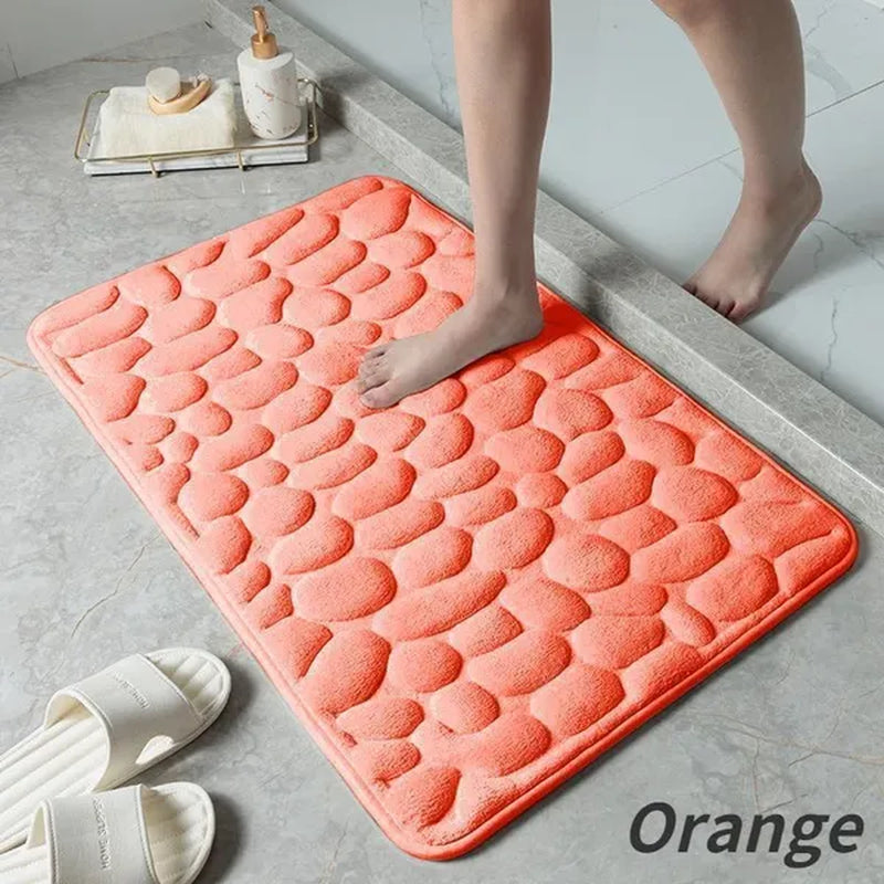 Memory Foam Bath Mat Cobblestone Bathroom Rugs Super Water Absorbent Bath Mats for Bathroom Machine Washable Bath Rugs