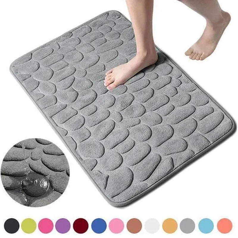 Memory Foam Bath Mat Cobblestone Bathroom Rugs Super Water Absorbent Bath Mats for Bathroom Machine Washable Bath Rugs