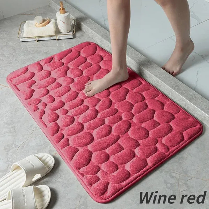 Memory Foam Bath Mat Cobblestone Bathroom Rugs Super Water Absorbent Bath Mats for Bathroom Machine Washable Bath Rugs