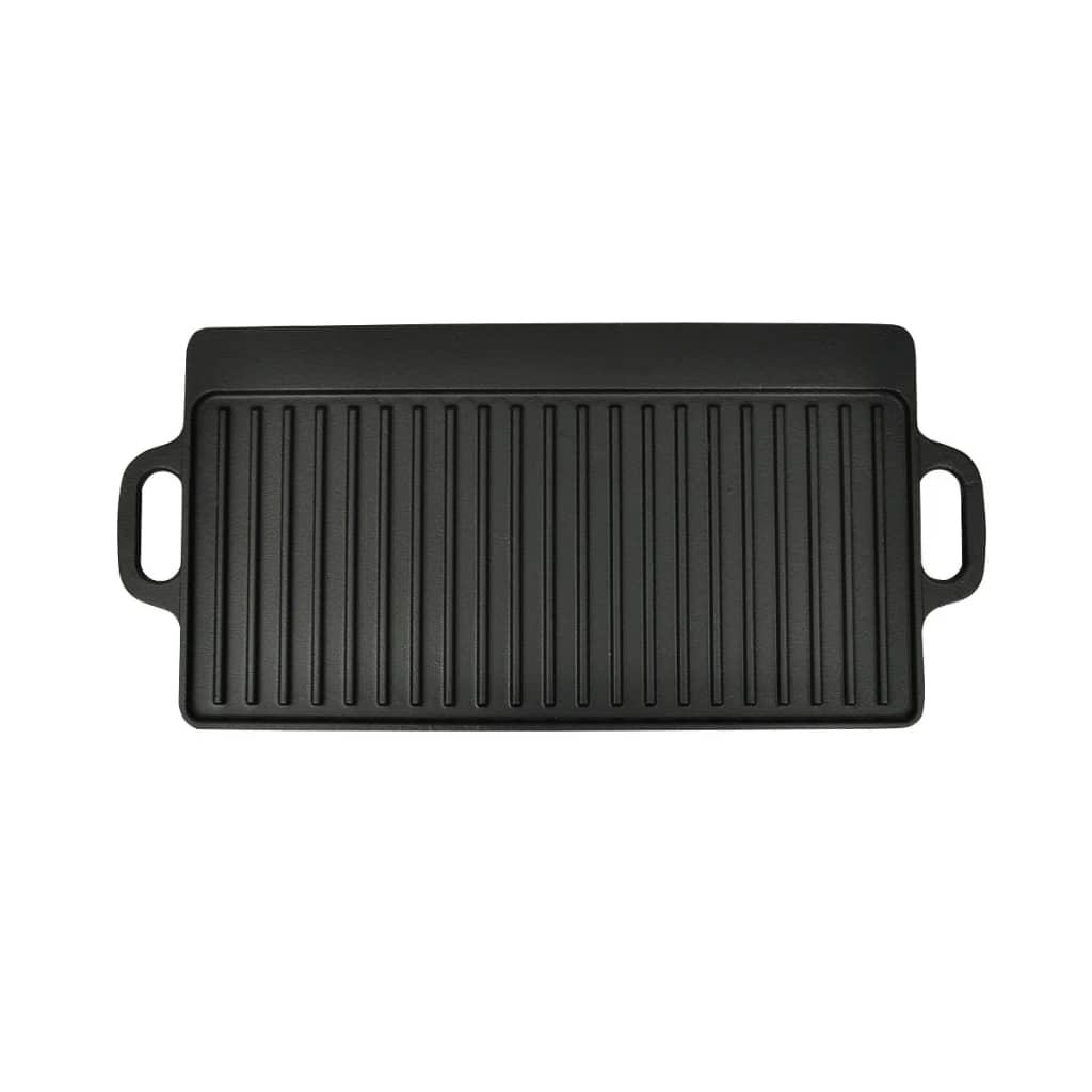 Grillplate i støpejern 38x23 cm vendbar 2 stk