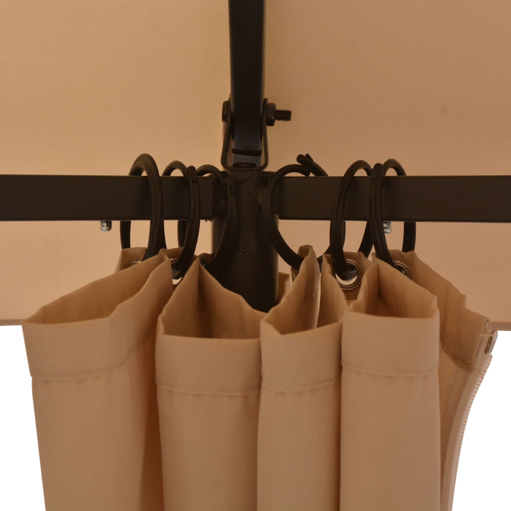 Hagepaviljong med gardiner heksagonal 360x265 cm