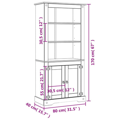 Vitrine meksikansk corona-stil furu 80x40x170 cm