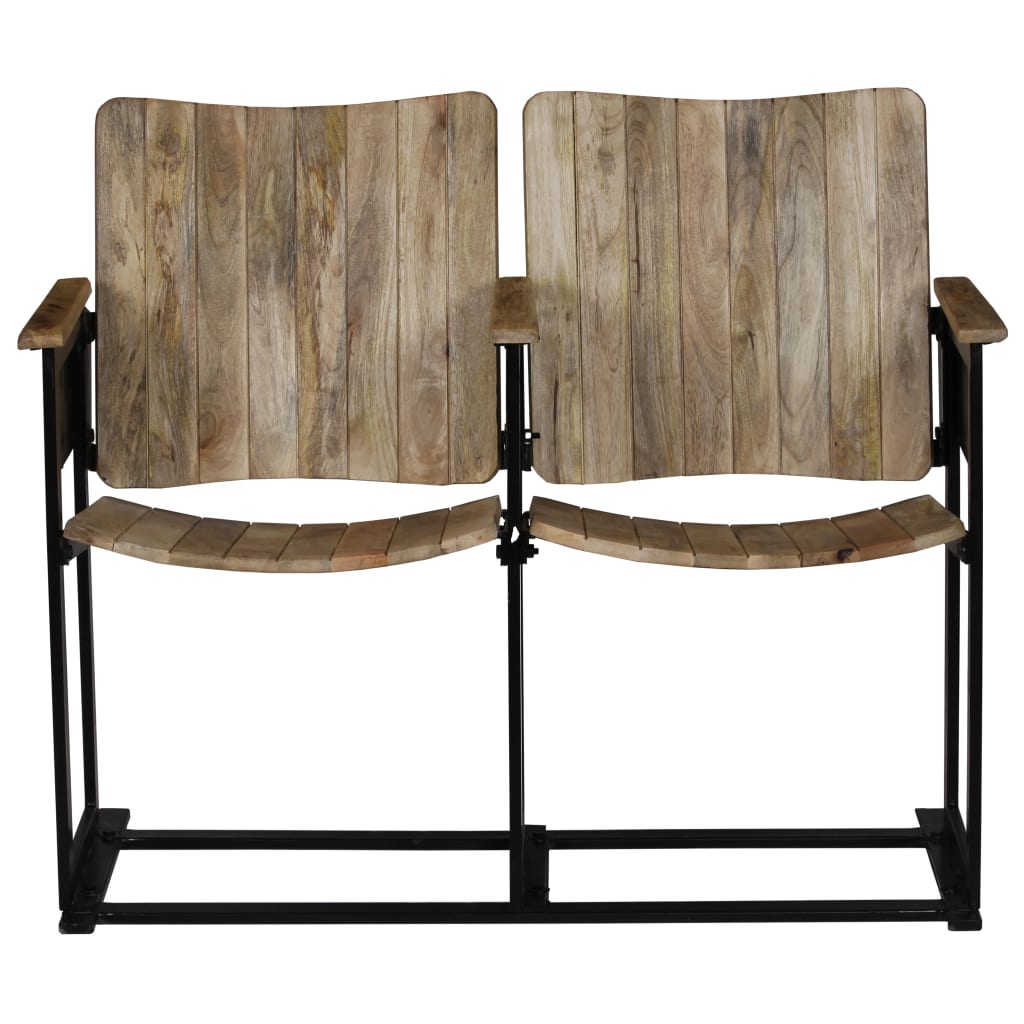 2-seters benk heltre mango og stål