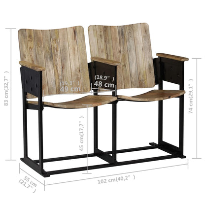 2-seters benk heltre mango og stål