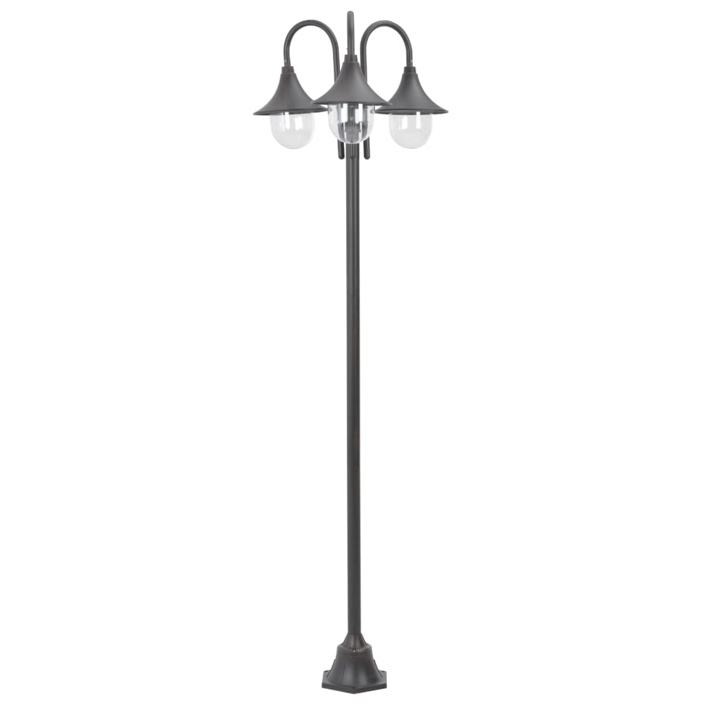 Hagelyktestolpe E27 220 cm aluminium 3 lamper bronse