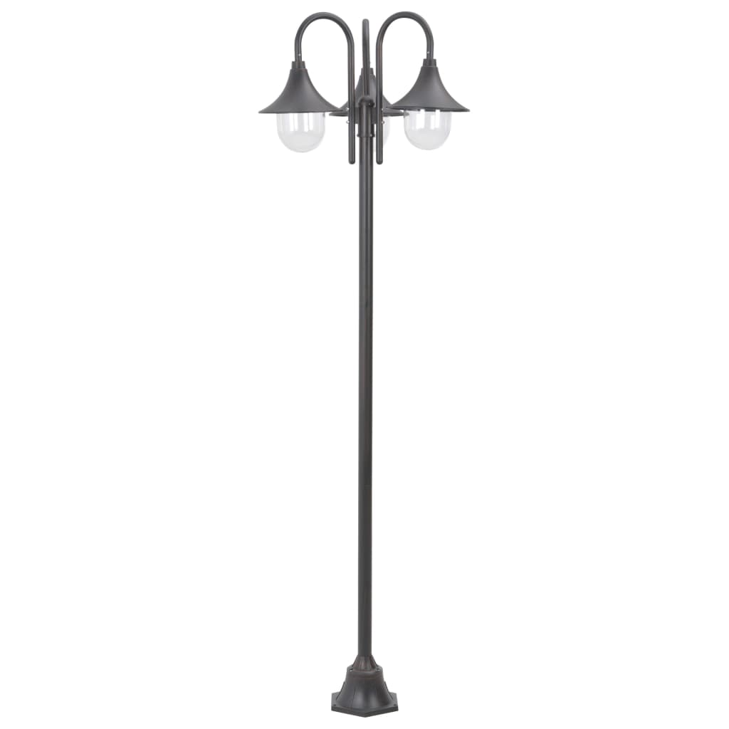 Hagelyktestolpe E27 220 cm aluminium 3 lamper bronse