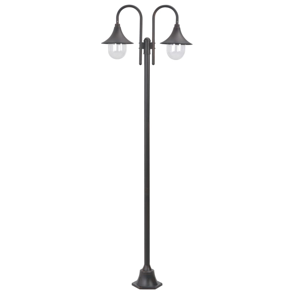 Hagelyktestolpe E27 220 cm aluminium 2 lamper bronse