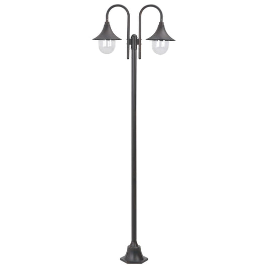 Hagelyktestolpe E27 220 cm aluminium 2 lamper bronse