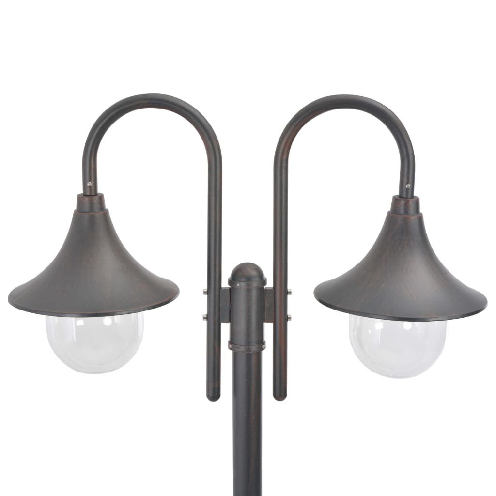 Hagelyktestolpe E27 220 cm aluminium 2 lamper bronse