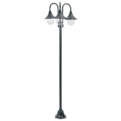 Hagelyktestolpe E27 220 cm aluminium 3 lamper mørkegrønn
