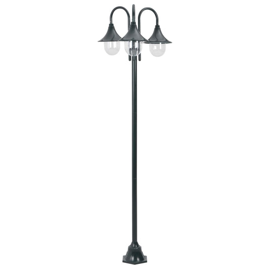 Hagelyktestolpe E27 220 cm aluminium 3 lamper mørkegrønn