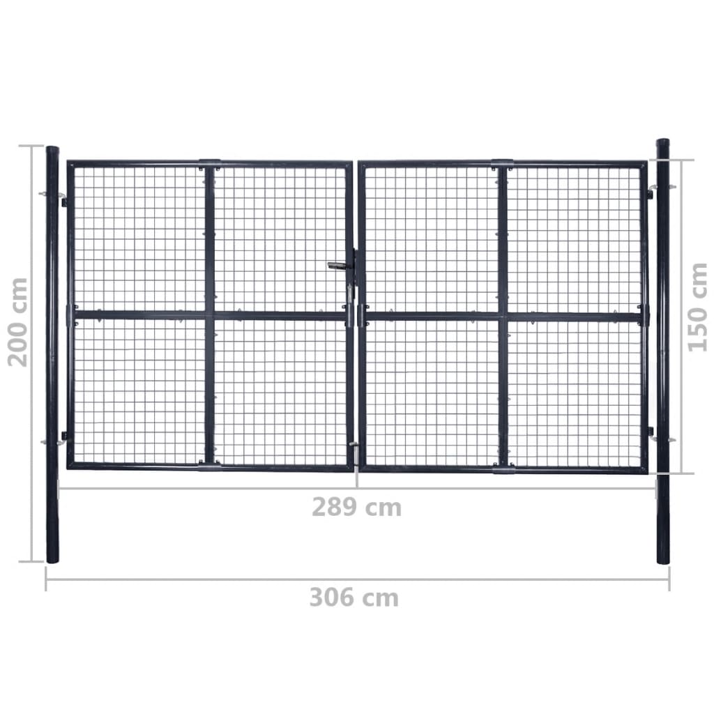 Hageport netting galvanisert stål 289x150 cm grå