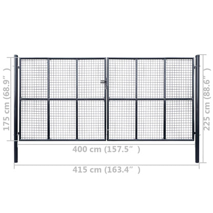 Hageport netting galvanisert stål 400x175 cm grå