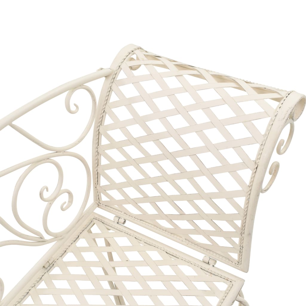 Hagesjeselong 128 cm metall antikk hvit