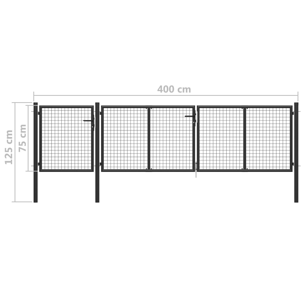 Hageport stål 400x75 cm antrasitt