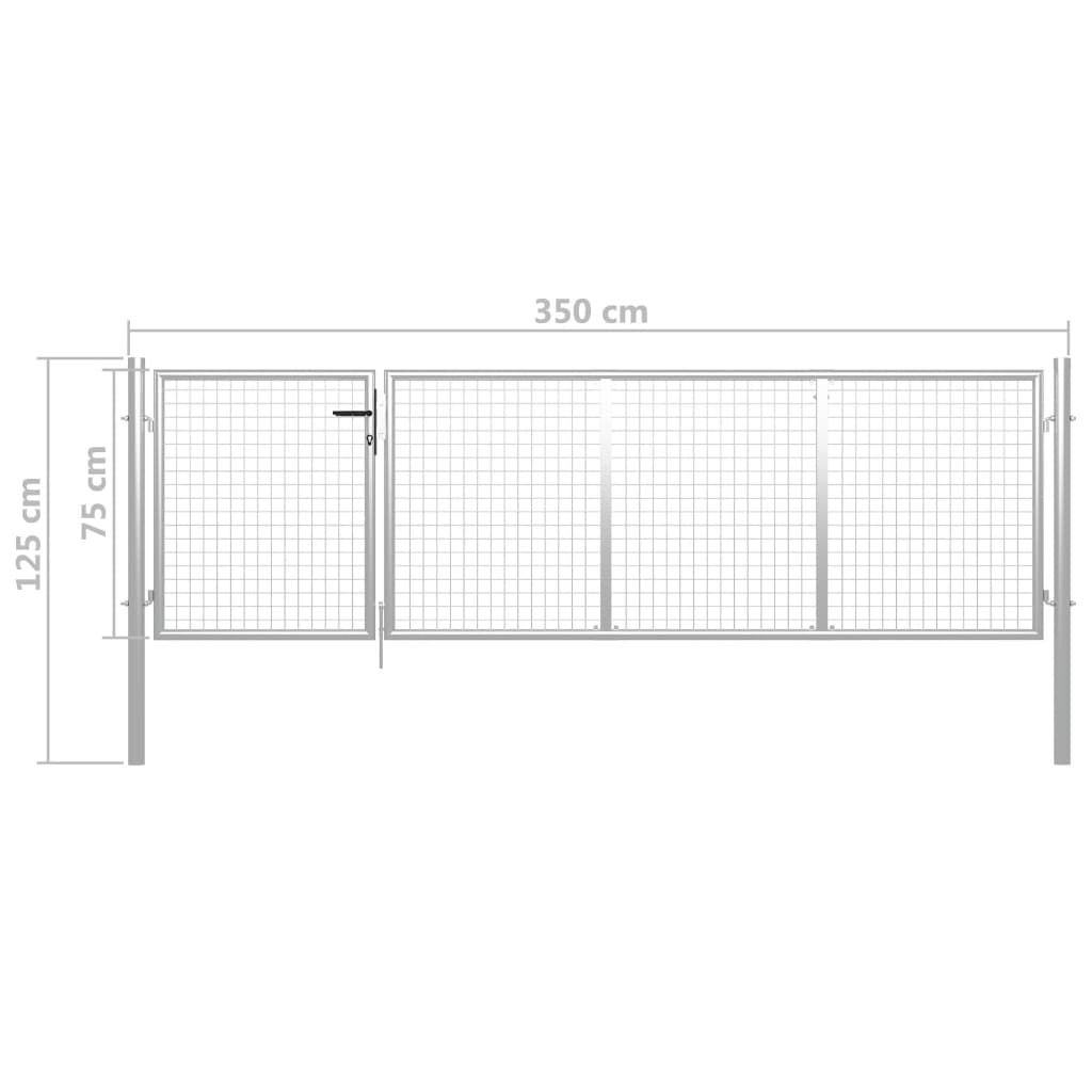 Hageport stål 350x75 cm sølv