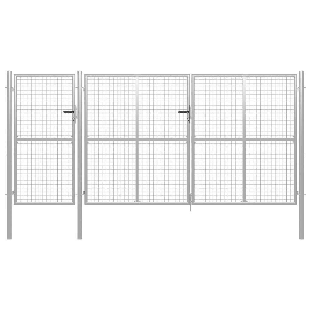 Hageport stål 400x150 cm sølv