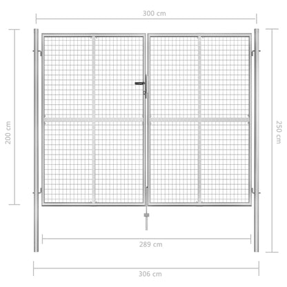 Hageport galvanisert stål 306x250 cm sølv