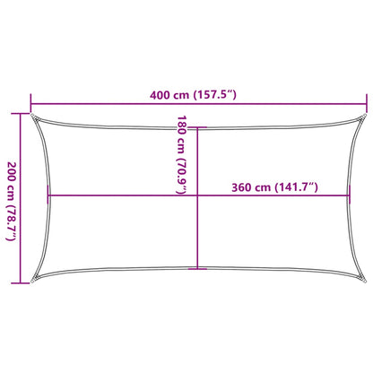 Solskjerm seil HDPE Rektangulær 2x4 m Krem