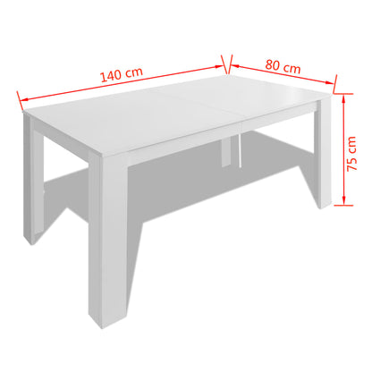 Spisebord 140x80x75 cm hvit
