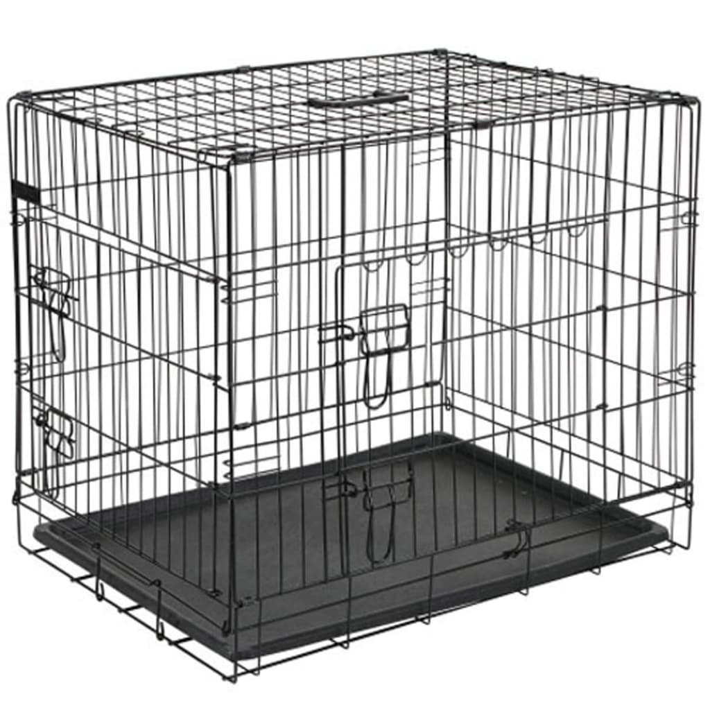 @Pet Transportbur for hund metall 107x70x77,5 cm svart 15004